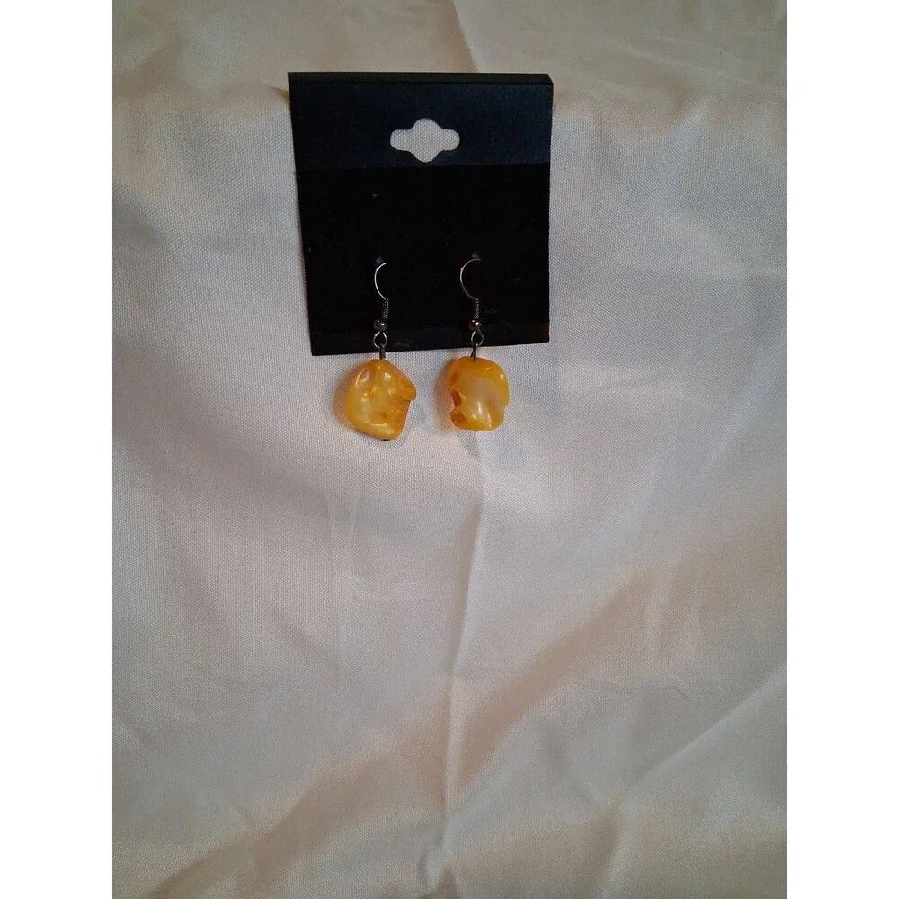 Beautiful Handmade Earrings For Women Yellow Stone With Hooks